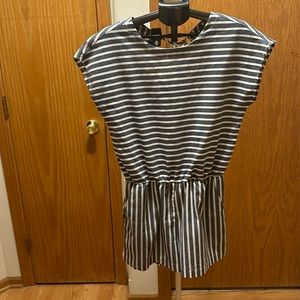 Romper with pockets blue and white striped size M
